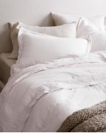 European Linen Double Flange Deluxe Bedding Bundle - White